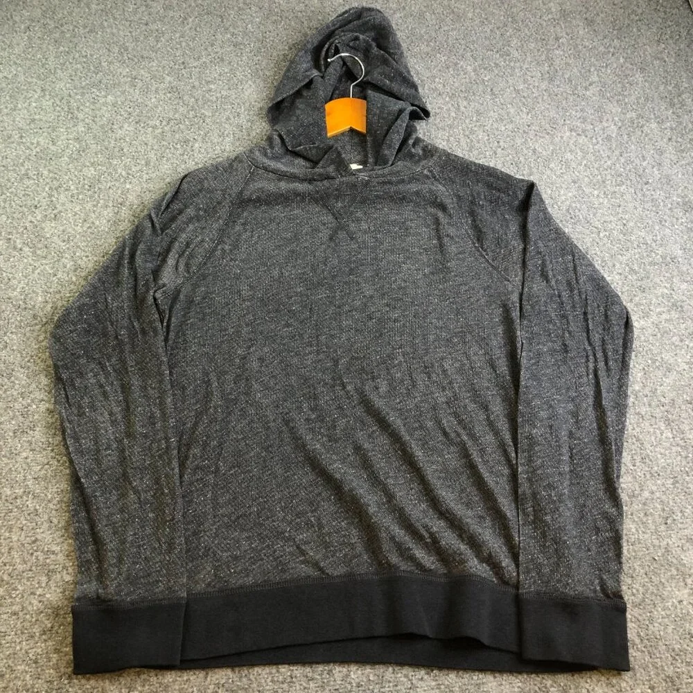 J Crew Shirt Mens Medium Gray Hooded Tshirt Cotton Long Sleeve Hoodie